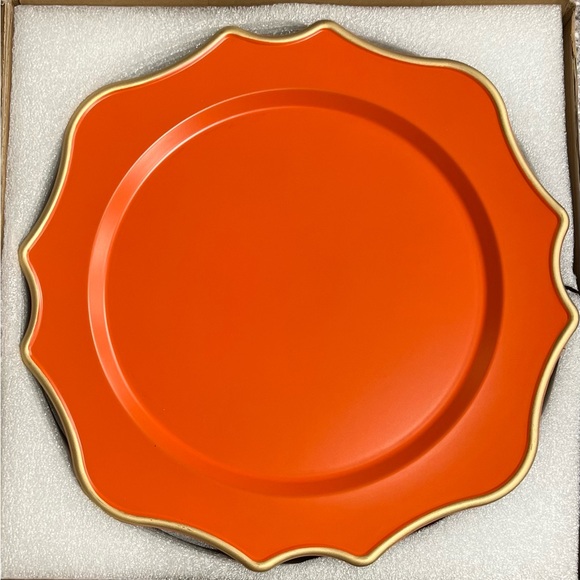 OMURIKO Orange Charger Plates- 6ct - Picture 1 of 6